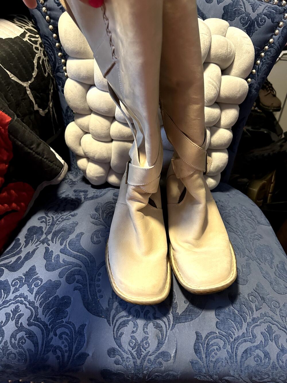 Dr Martens Cream Knee High Square Toed size 8/EU 39